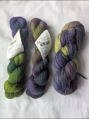 Wool And Wool Blend Green & Purple Yarn - 2 Rohrspatz & Wollmeise + 1 No Label